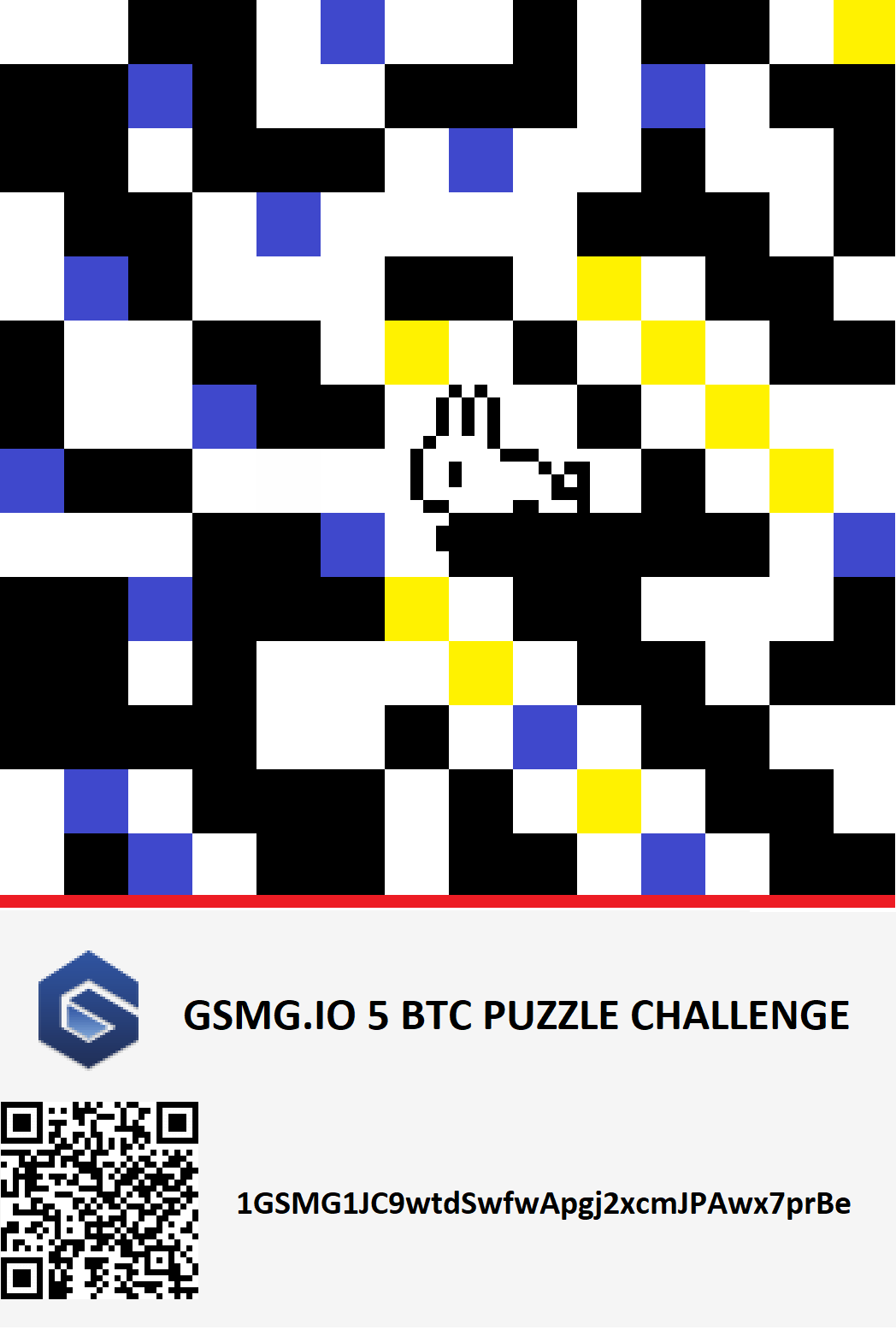 GSMG.IO 5 BTC Puzzle — the original rabbit grid image